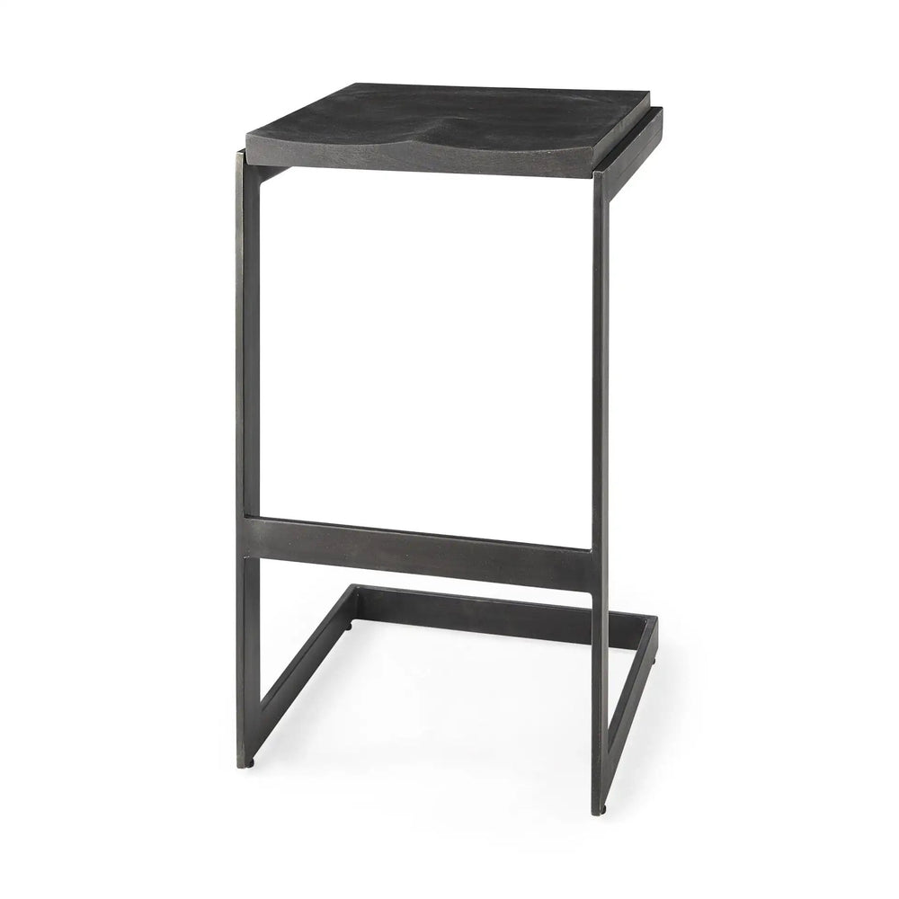 30" Black Solid and Manufactured Wood Backless Bar Height Bar Chair - Homeroots