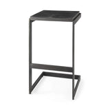 30" Black Solid and Manufactured Wood Backless Bar Height Bar Chair - Homeroots