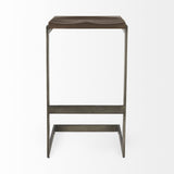 30" Wood Brown And Gray Solid Wood And Metal Backless Bar Height Bar Chair - Homeroots - Flyclothing LLC