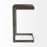 30" Wood Brown And Gray Solid Wood And Metal Backless Bar Height Bar Chair - Homeroots - Flyclothing LLC