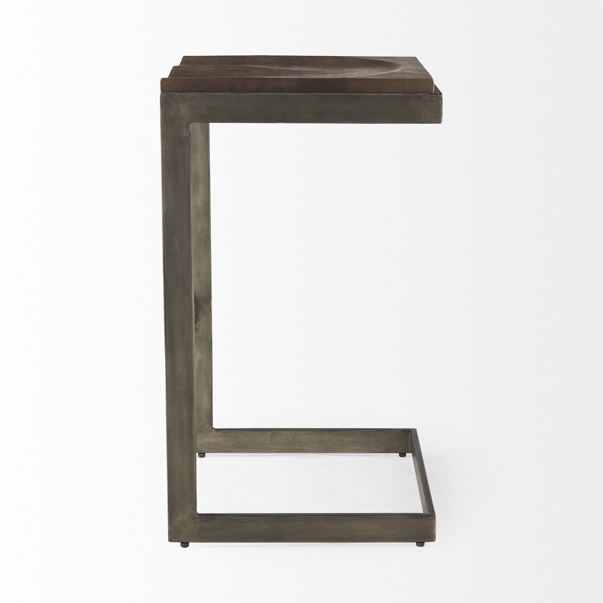 30" Wood Brown And Gray Solid Wood And Metal Backless Bar Height Bar Chair - Homeroots - Flyclothing LLC