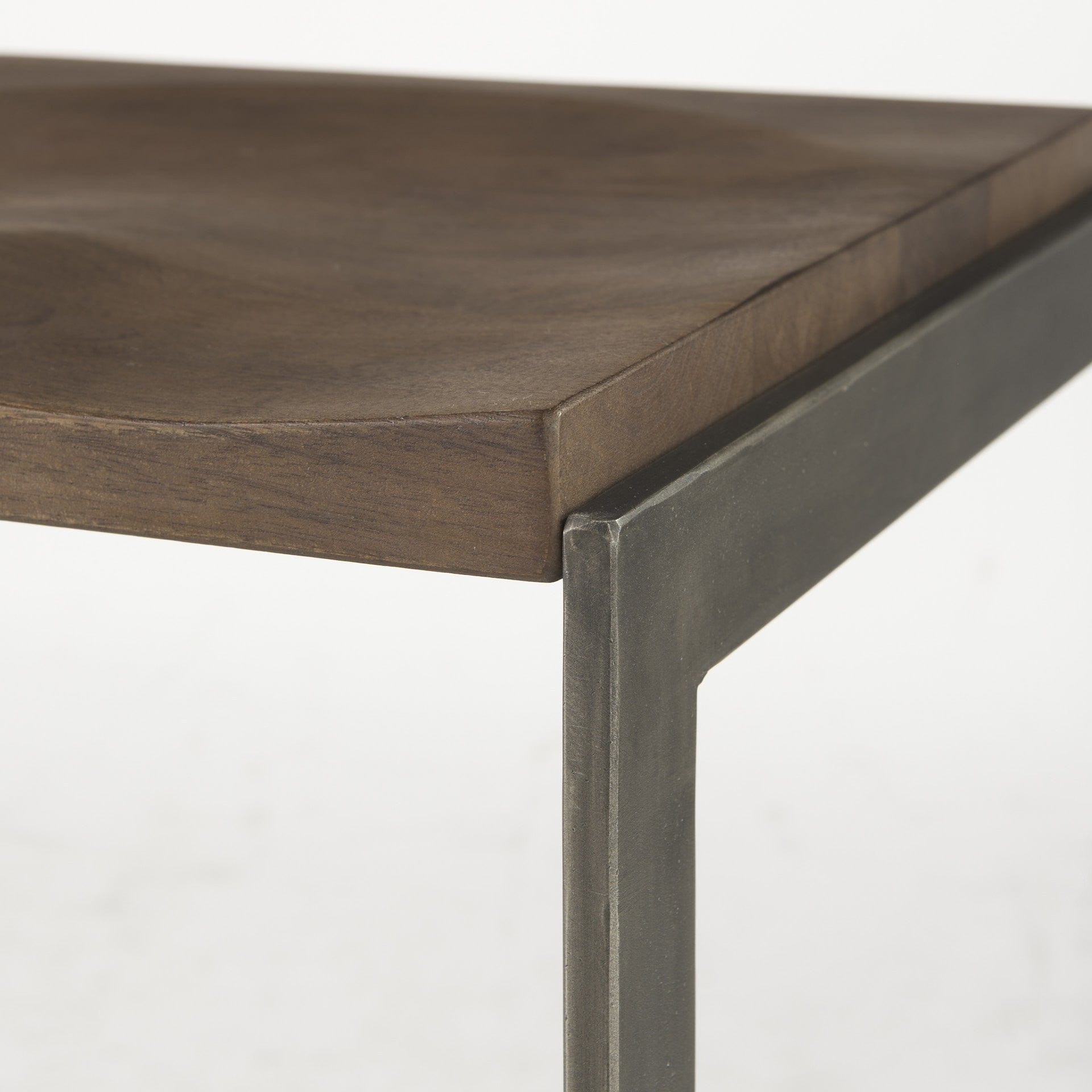 30" Wood Brown And Gray Solid Wood And Metal Backless Bar Height Bar Chair - Homeroots - Flyclothing LLC