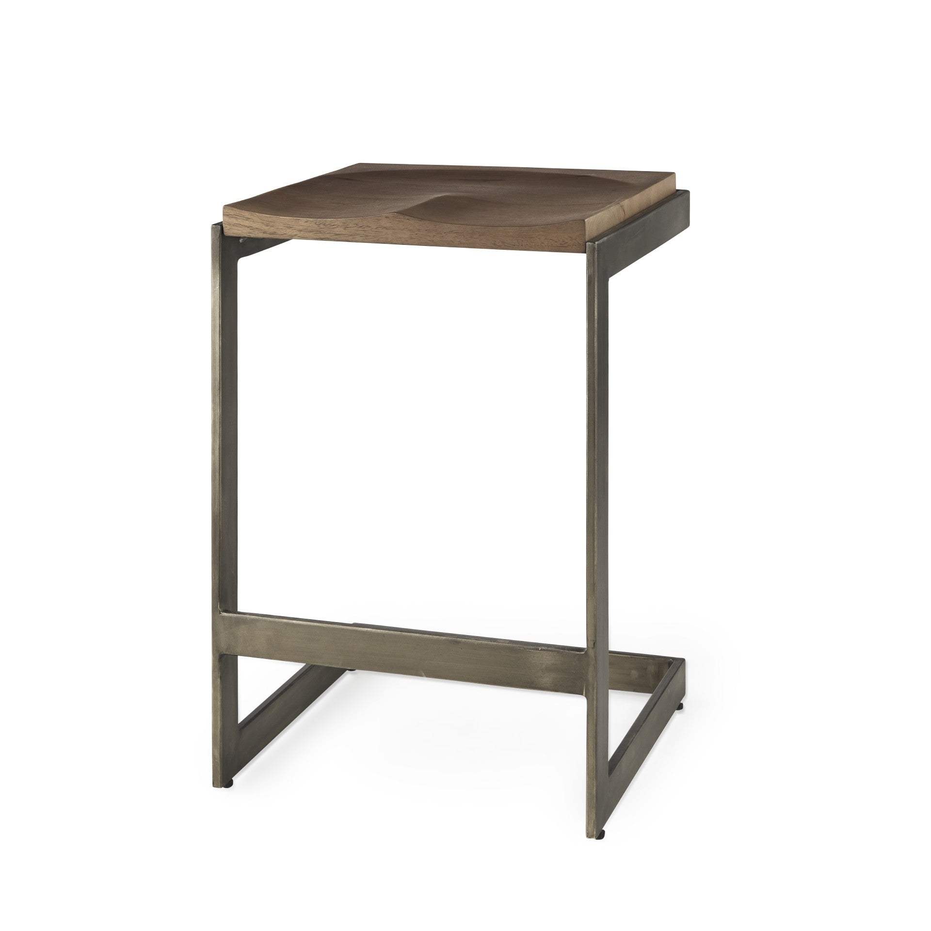 26" Wood Brown And Brown Solid Wood And Metal Backless Counter Height Bar Chair - Homeroots - Flyclothing LLC