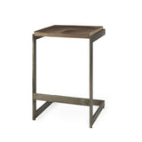 26" Wood Brown And Brown Solid Wood And Metal Backless Counter Height Bar Chair - Homeroots