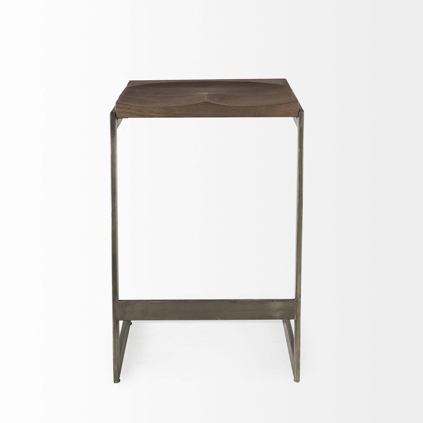 26" Wood Brown And Brown Solid Wood And Metal Backless Counter Height Bar Chair - Homeroots - Flyclothing LLC