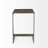 26" Wood Brown And Brown Solid Wood And Metal Backless Counter Height Bar Chair - Homeroots - Flyclothing LLC