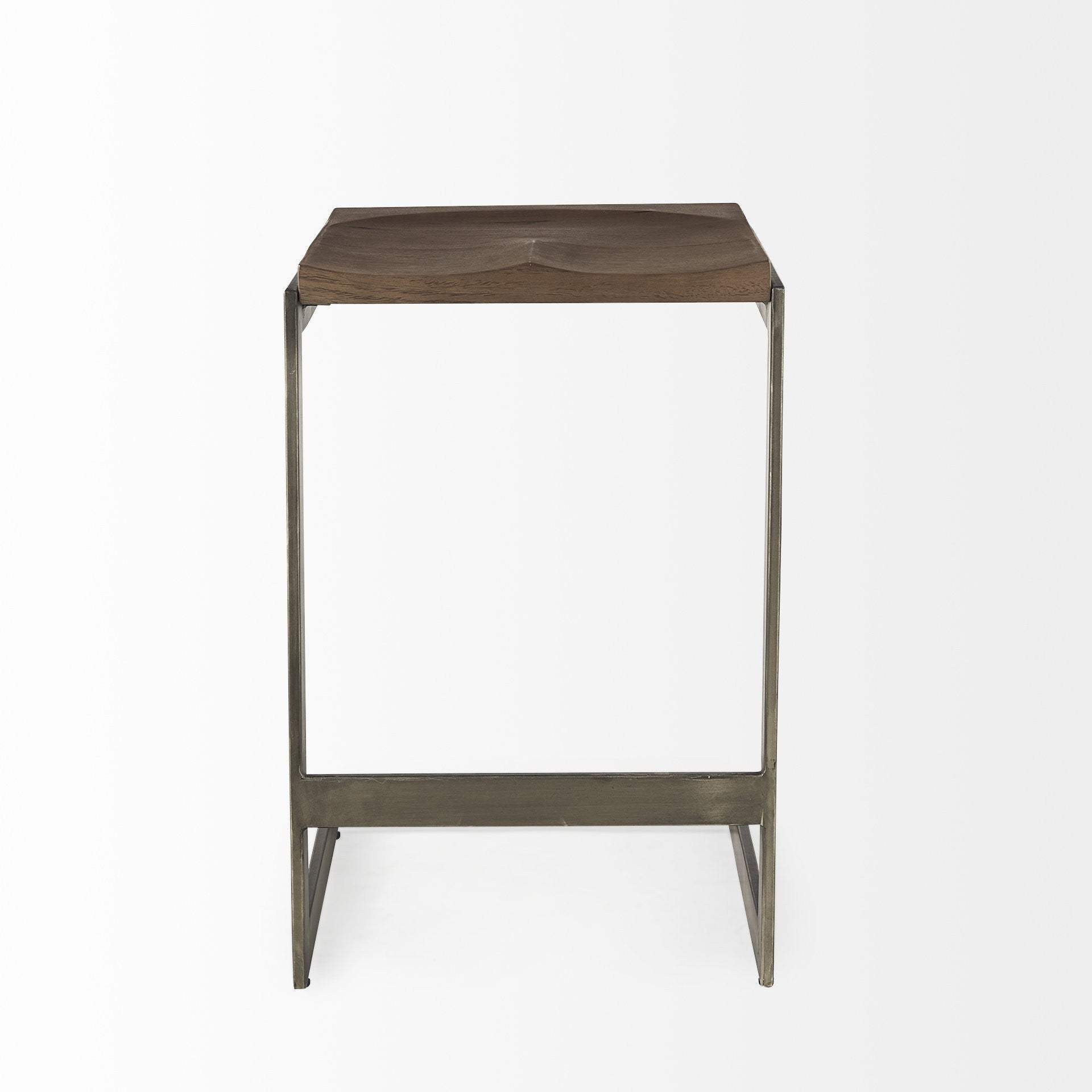 26" Wood Brown And Brown Solid Wood And Metal Backless Counter Height Bar Chair - Homeroots - Flyclothing LLC