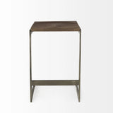 26" Wood Brown And Brown Solid Wood And Metal Backless Counter Height Bar Chair - Homeroots