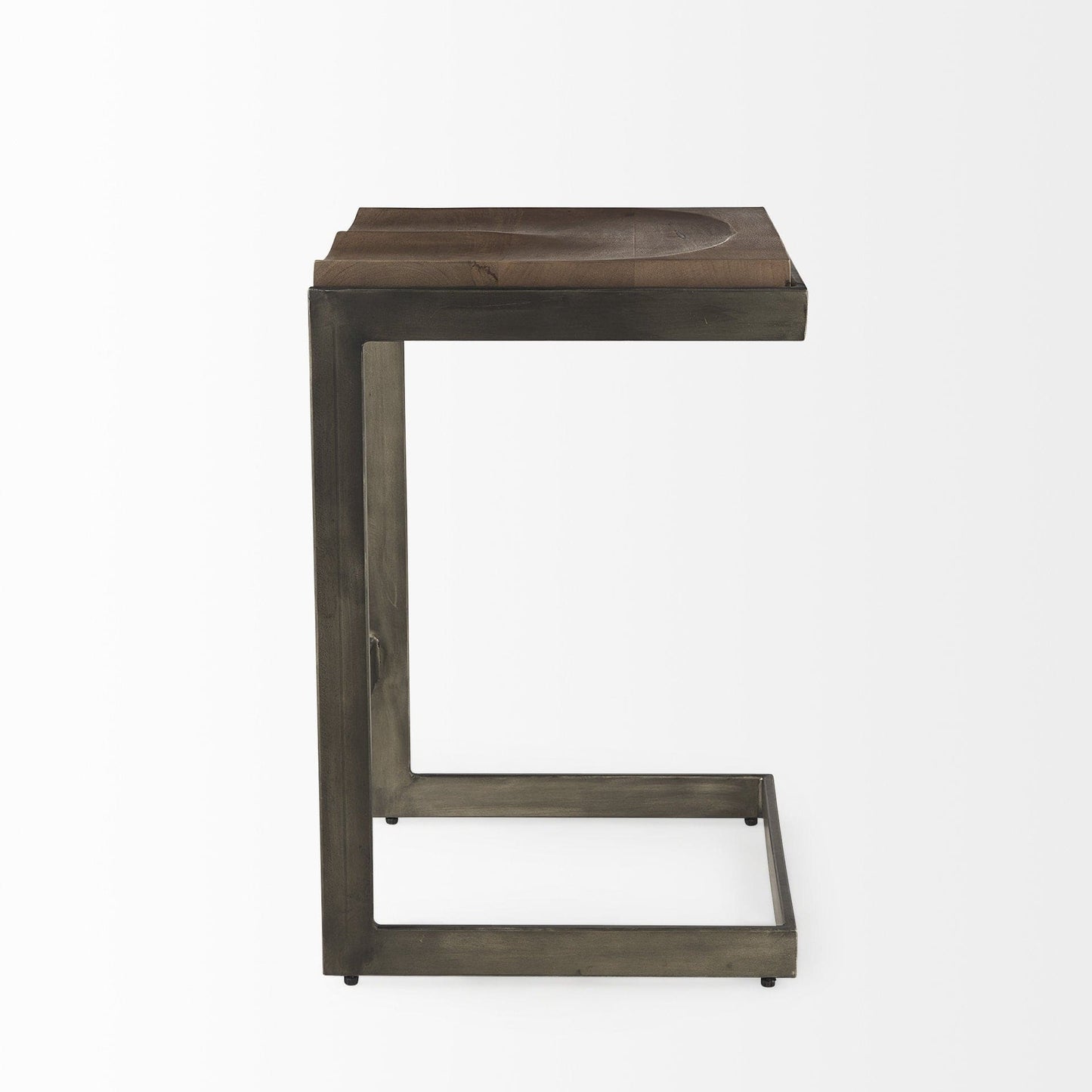 26" Wood Brown And Brown Solid Wood And Metal Backless Counter Height Bar Chair - Homeroots - Flyclothing LLC