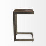 26" Wood Brown And Brown Solid Wood And Metal Backless Counter Height Bar Chair - Homeroots