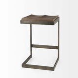26" Wood Brown And Brown Solid Wood And Metal Backless Counter Height Bar Chair - Homeroots - Flyclothing LLC