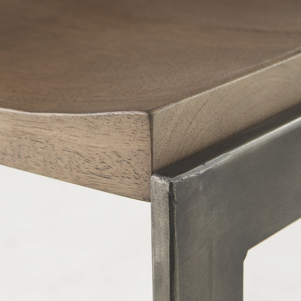 26" Wood Brown And Brown Solid Wood And Metal Backless Counter Height Bar Chair - Homeroots