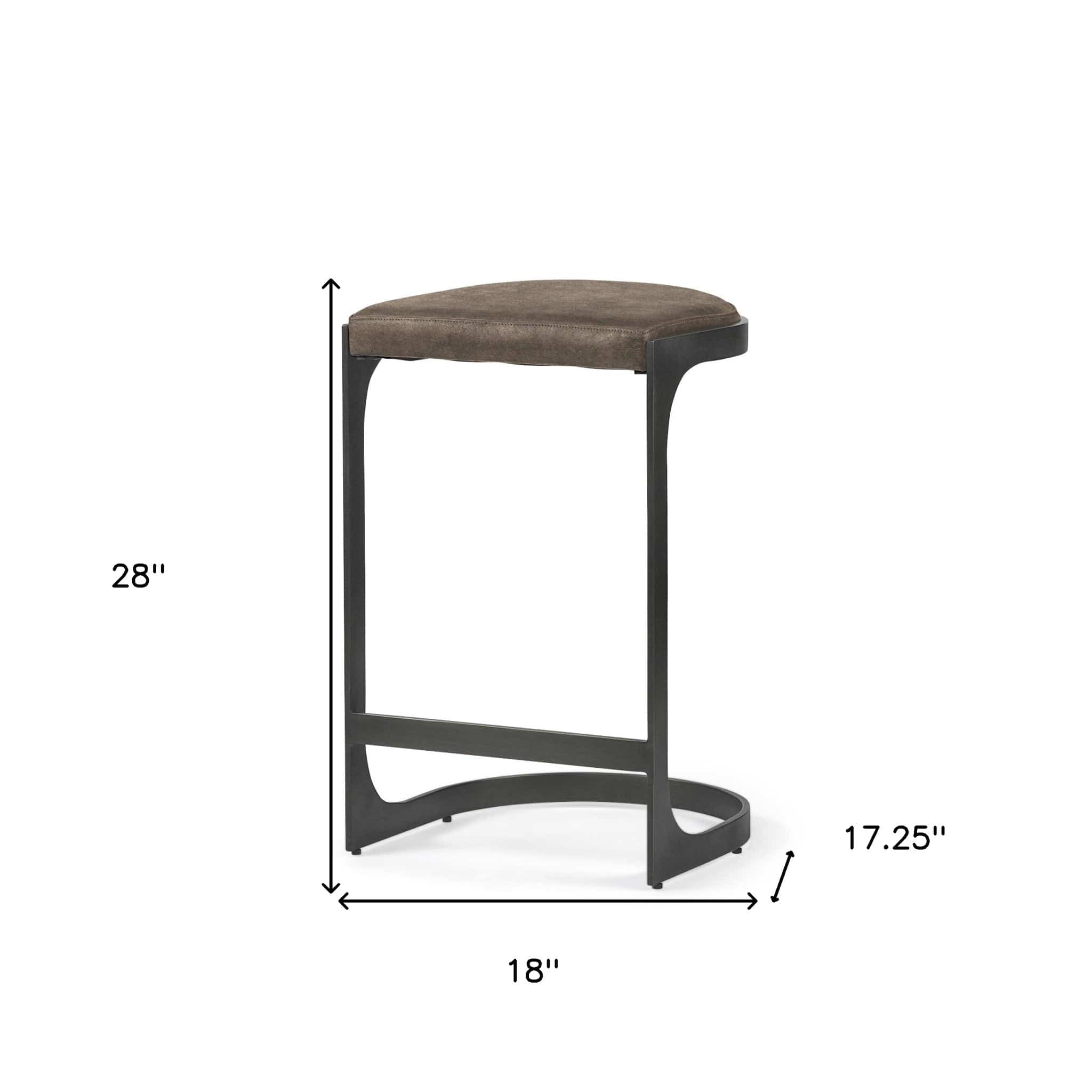 29" Brown Leather And Iron Backless Counter Height Bar Chair - Homeroots