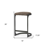 29" Brown Leather And Iron Backless Counter Height Bar Chair - Homeroots