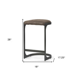 29" Brown Leather And Iron Backless Counter Height Bar Chair - Homeroots