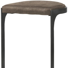 29" Brown Leather And Iron Backless Counter Height Bar Chair - Homeroots