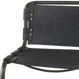 30" Black And Gunmetal Gray Leather And Iron Bar Height Bar Chair - Homeroots - Flyclothing LLC