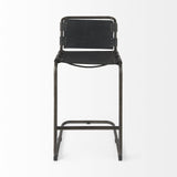 30" Black And Gunmetal Gray Leather And Iron Bar Height Bar Chair - Homeroots - Flyclothing LLC