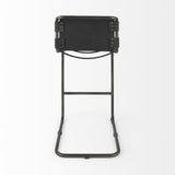 30" Black And Gunmetal Gray Leather And Iron Bar Height Bar Chair - Homeroots - Flyclothing LLC