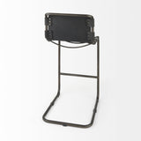 30" Black And Gunmetal Gray Leather And Iron Bar Height Bar Chair - Homeroots - Flyclothing LLC