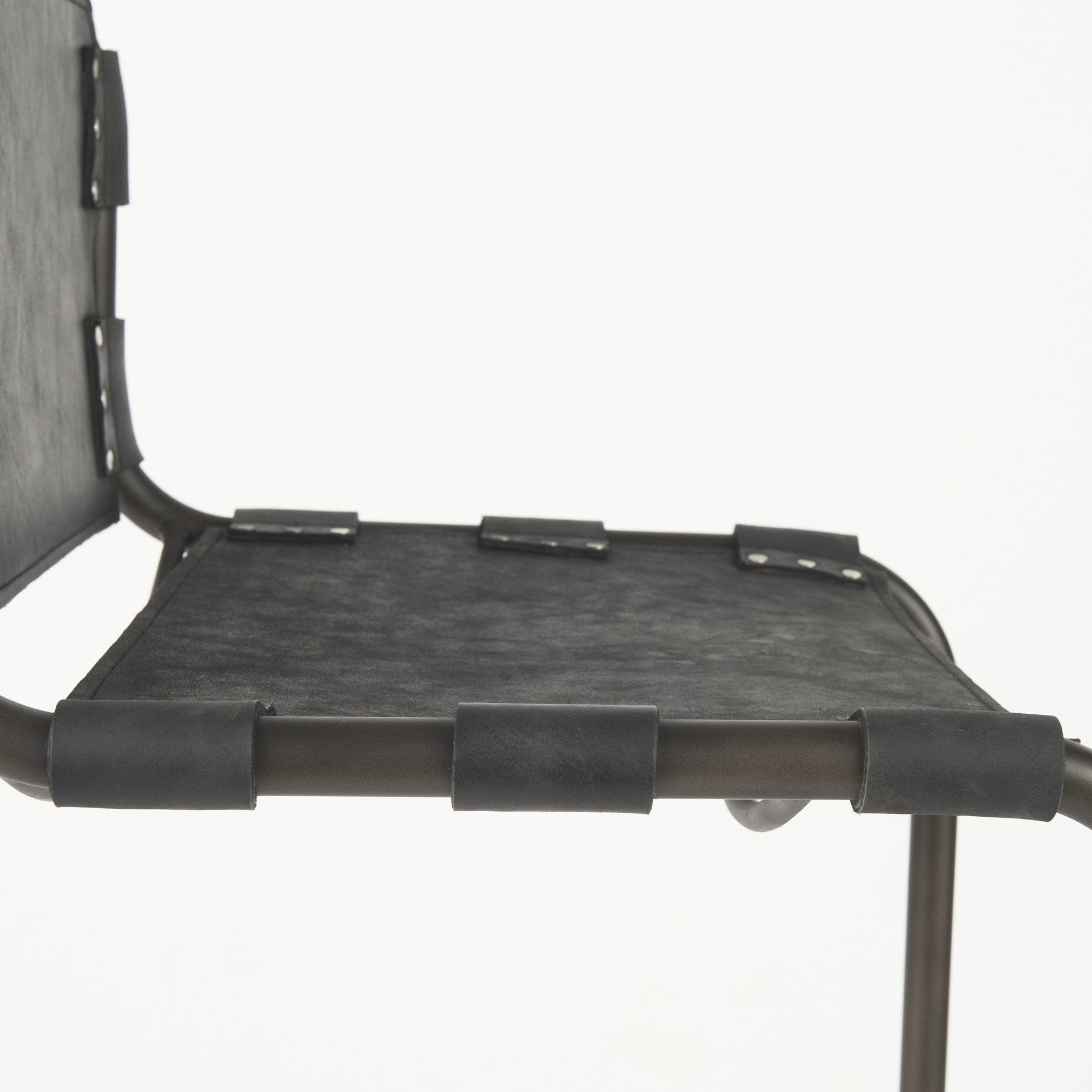 30" Black And Gunmetal Gray Leather And Iron Bar Height Bar Chair - Homeroots - Flyclothing LLC