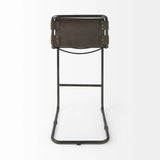 30" Brown And Black Leather And Iron Bar Chair - Homeroots - Flyclothing LLC