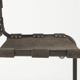 30" Brown And Black Leather And Iron Bar Chair - Homeroots - Flyclothing LLC