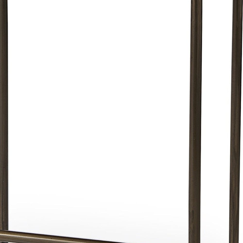 29" Brown Leather And Iron Backless Bar Chair - Homeroots