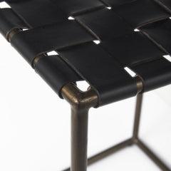 29" Brown Leather And Iron Backless Bar Chair - Homeroots
