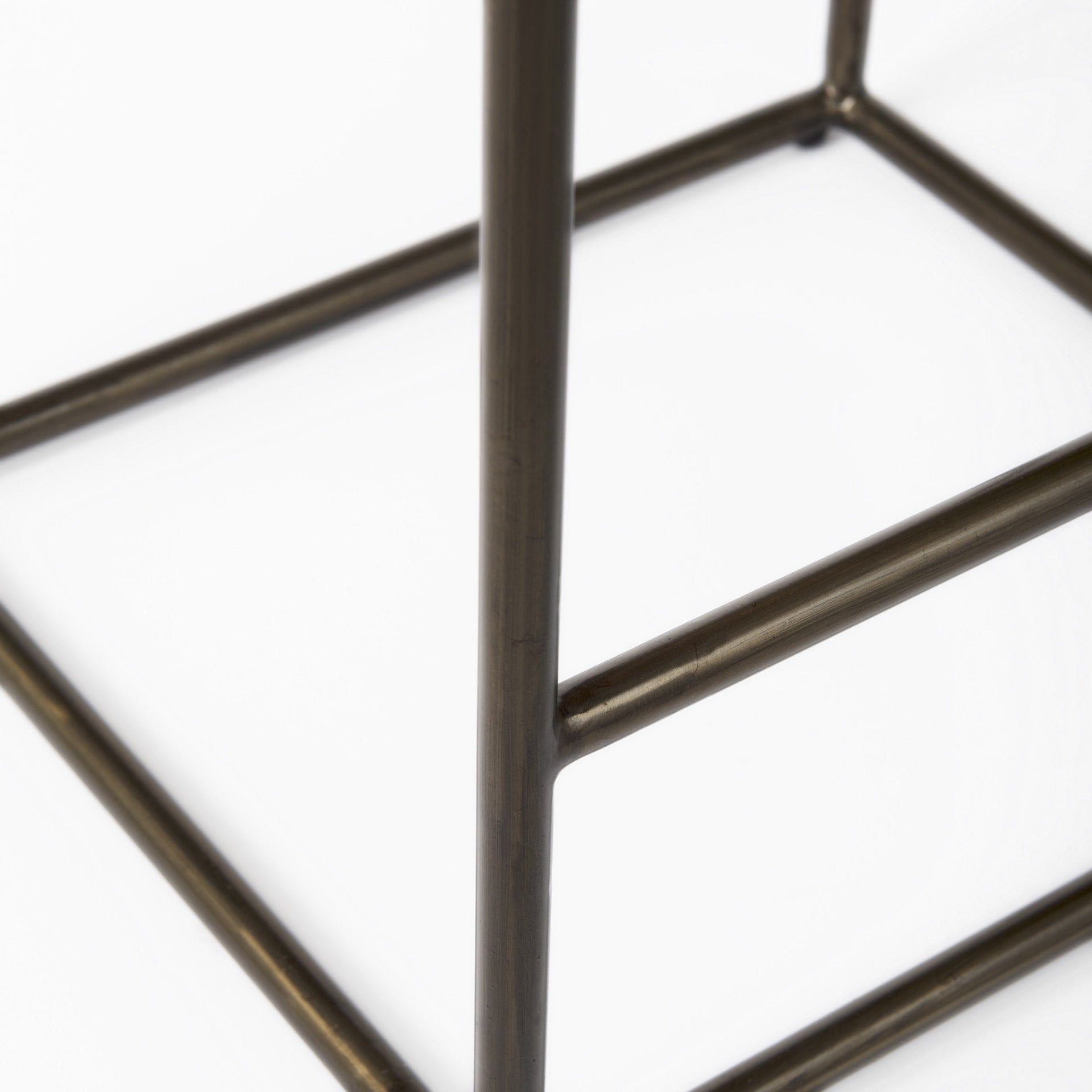 29" Brown Leather And Iron Backless Bar Chair - Homeroots