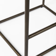 29" Brown Leather And Iron Backless Bar Chair - Homeroots