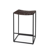 26" Brown And Black Leather And Iron Backless Counter Height Bar Chair - Homeroots - Flyclothing LLC