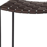 26" Brown And Black Leather And Iron Backless Counter Height Bar Chair - Homeroots - Flyclothing LLC