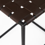26" Brown And Black Leather And Iron Backless Counter Height Bar Chair - Homeroots - Flyclothing LLC