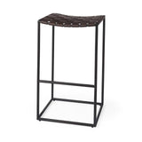 30" Brown And Black Leather And Iron Backless Bar Height Bar Chair - Homeroots - Flyclothing LLC
