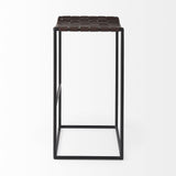 30" Brown And Black Leather And Iron Backless Bar Height Bar Chair - Homeroots - Flyclothing LLC