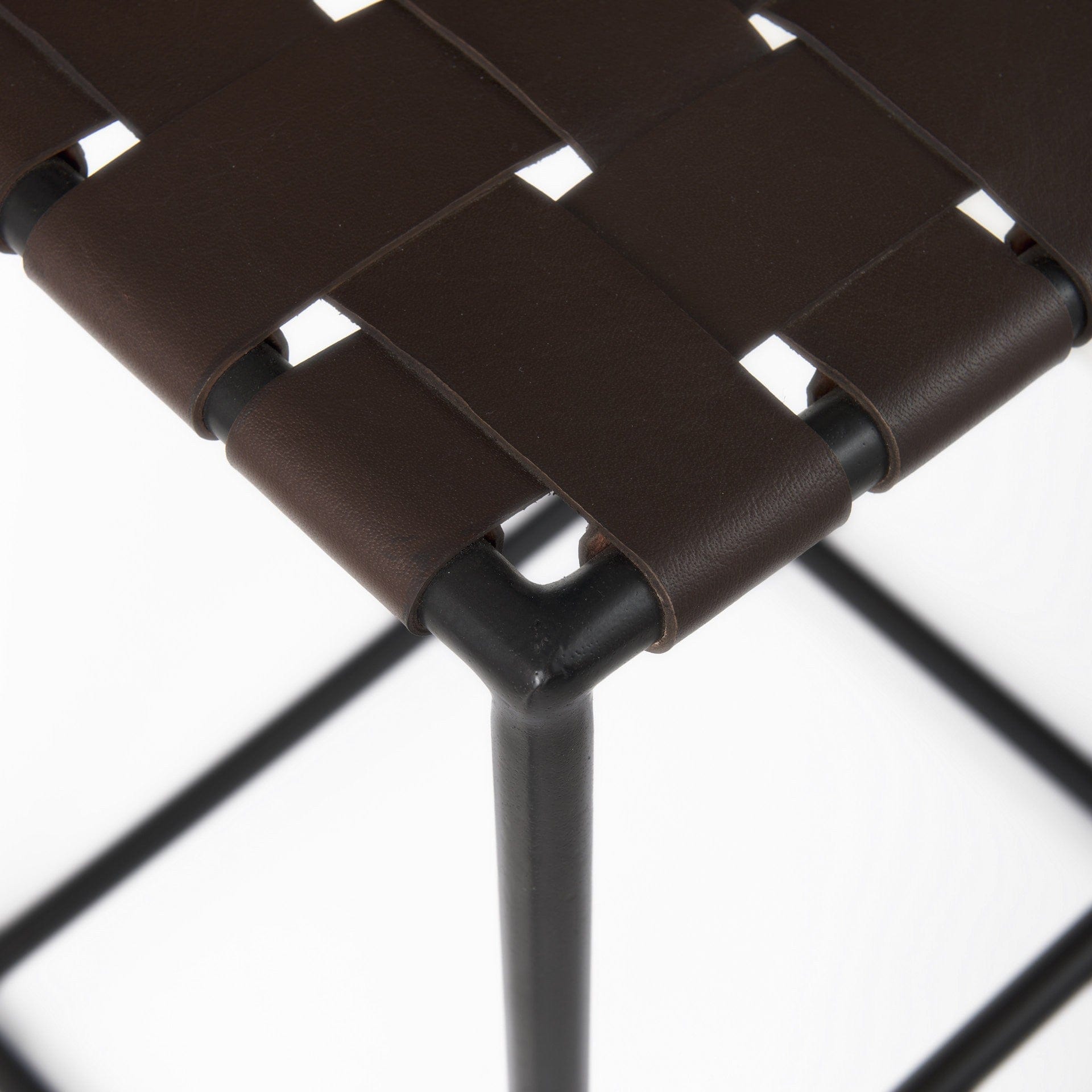30" Brown And Black Leather And Iron Backless Bar Height Bar Chair - Homeroots - Flyclothing LLC