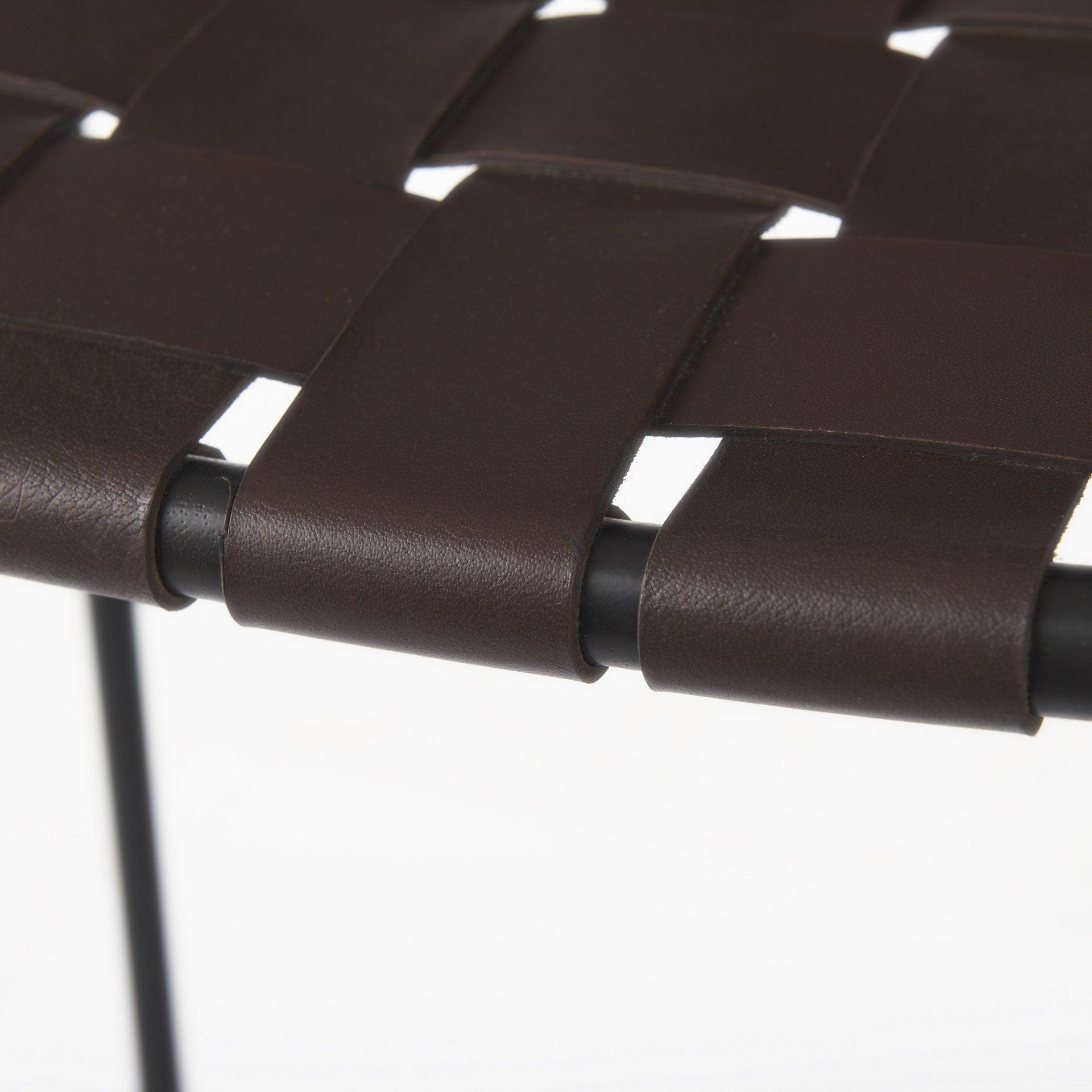 30" Brown And Black Leather And Iron Backless Bar Height Bar Chair - Homeroots - Flyclothing LLC