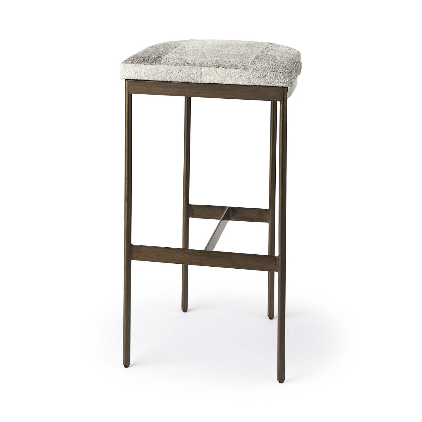 35" Grey Iron Backless Bar Chair - Homeroots - Flyclothing LLC