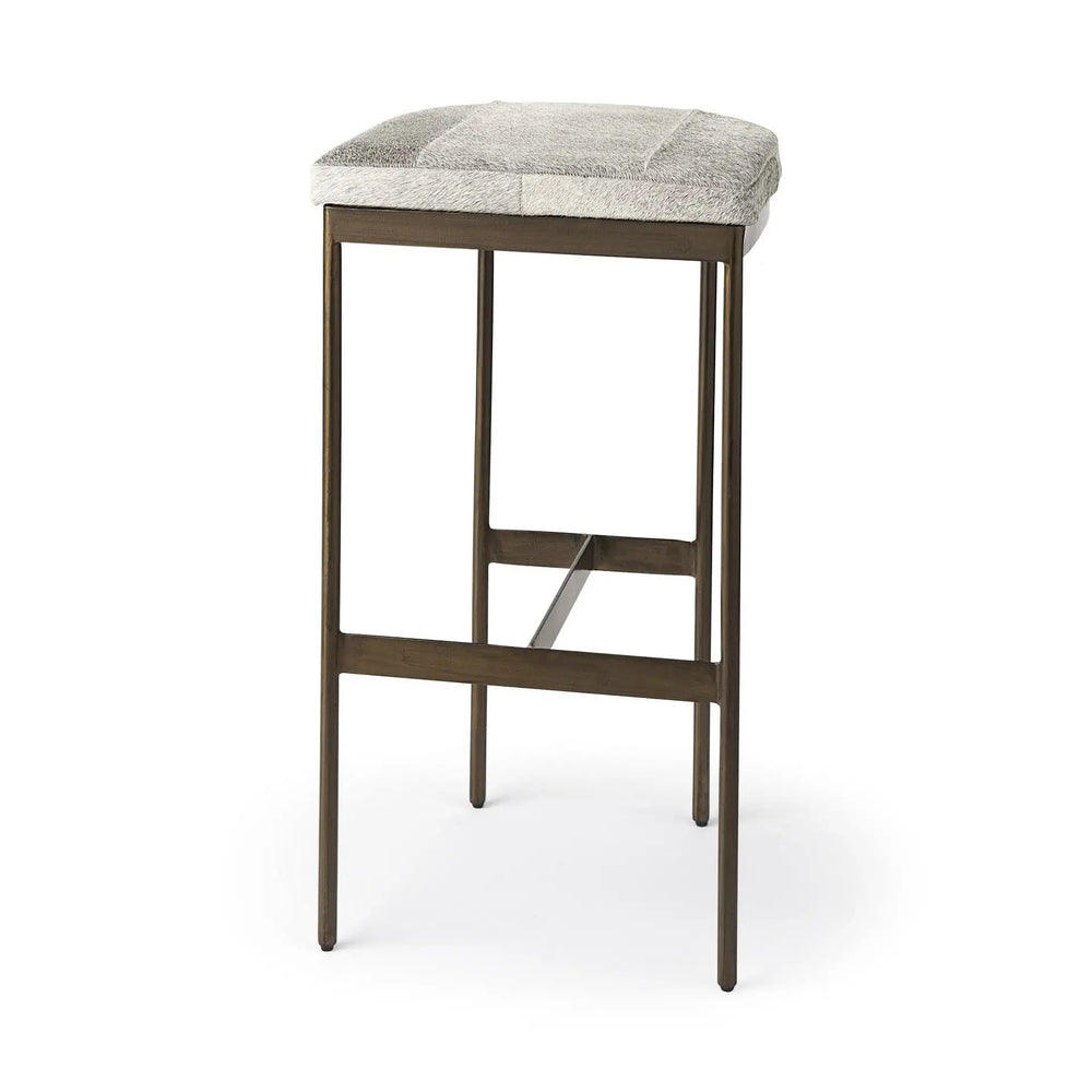 35" Grey Iron Backless Bar Chair - Homeroots