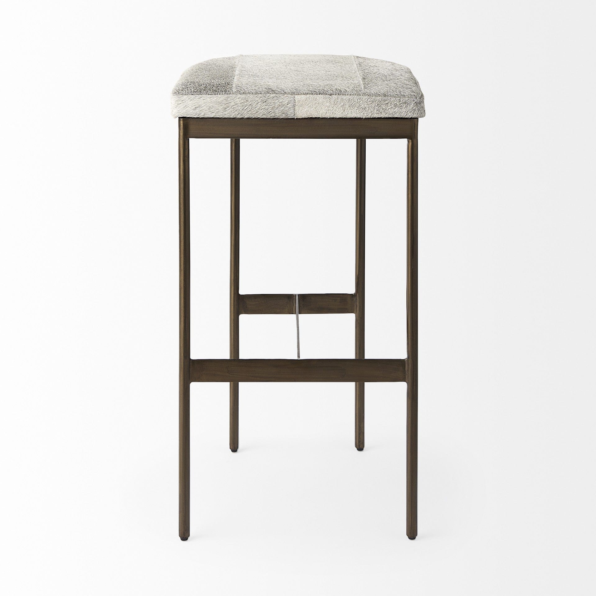 35" Grey Iron Backless Bar Chair