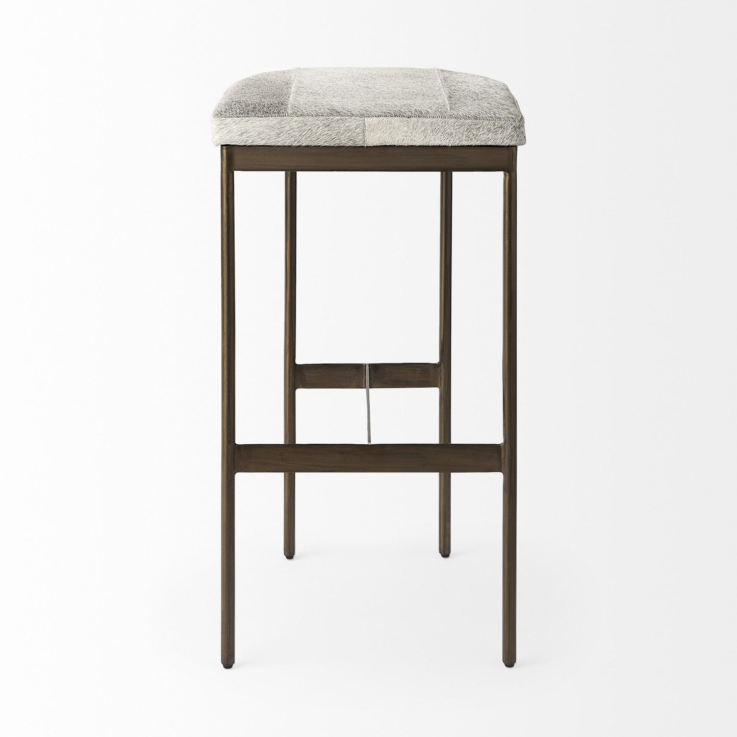 35" Grey Iron Backless Bar Chair - Homeroots - Flyclothing LLC