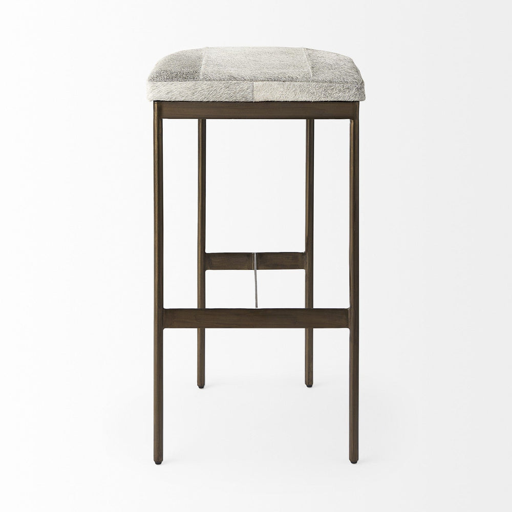 35" Grey Iron Backless Bar Chair - Homeroots