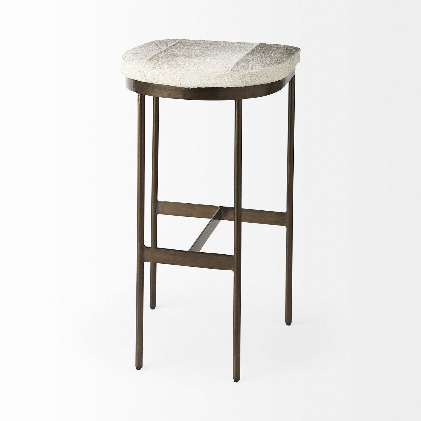 35" Grey Iron Backless Bar Chair - Homeroots - Flyclothing LLC