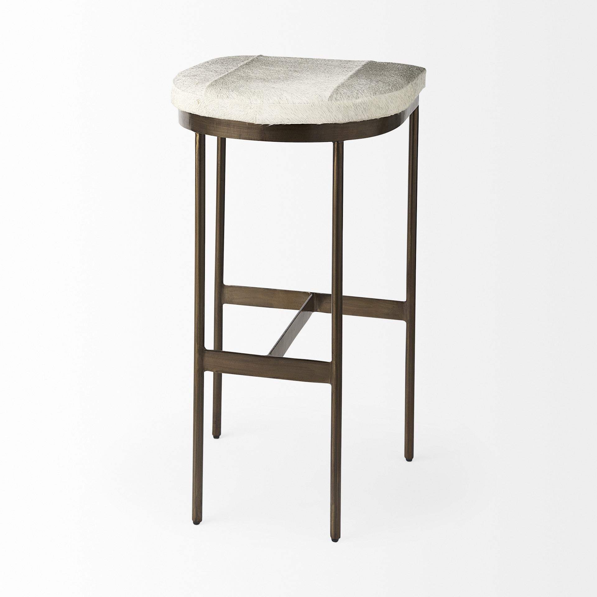 35" Grey Iron Backless Bar Chair - Homeroots - Flyclothing LLC