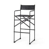 30" Black Leather And Metal Bar Height Bar Chair - Homeroots - Flyclothing LLC