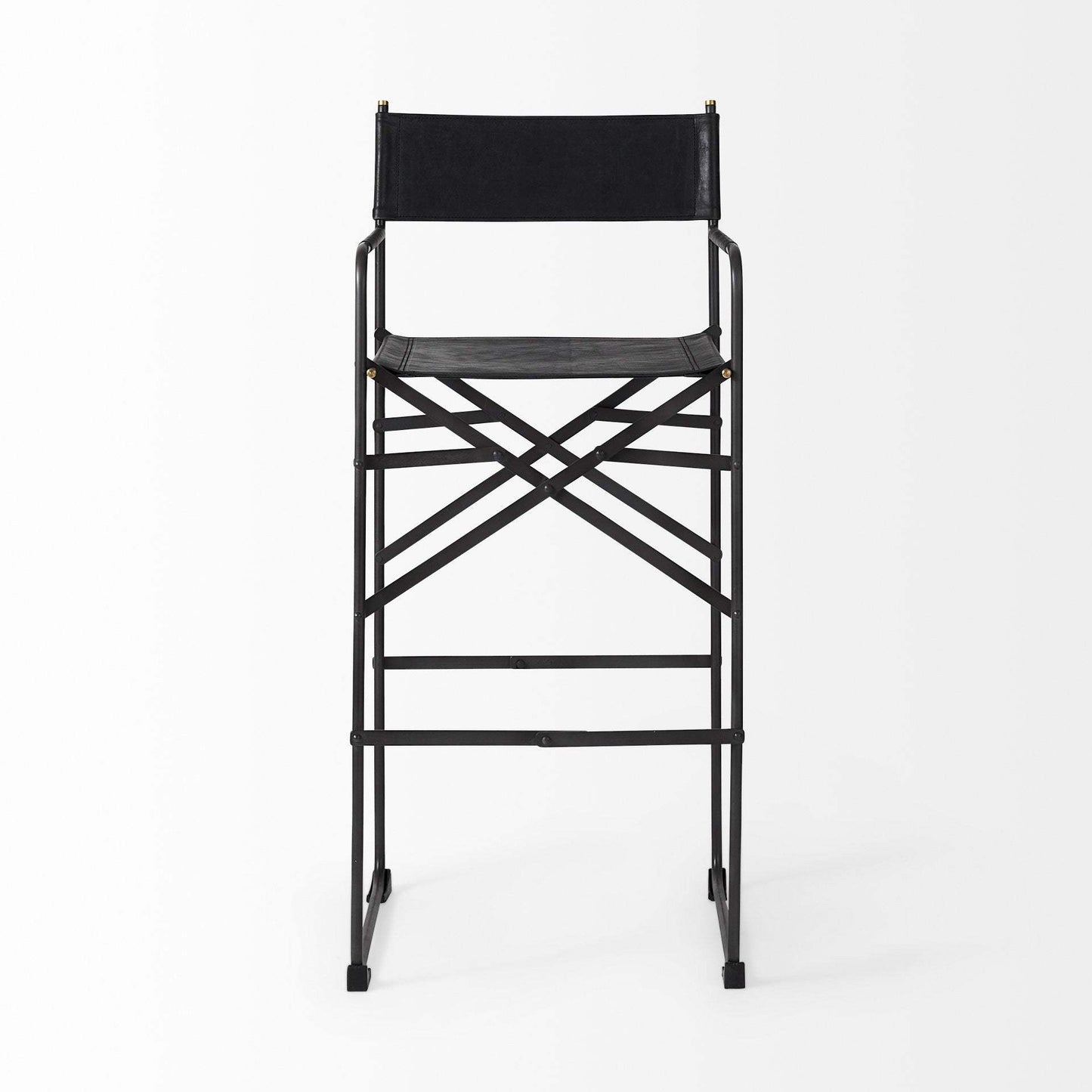 30" Black Leather And Metal Bar Height Bar Chair - Homeroots - Flyclothing LLC