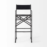 30" Black Leather And Metal Bar Height Bar Chair - Homeroots - Flyclothing LLC