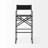 30" Black Leather And Metal Bar Height Bar Chair - Homeroots