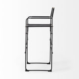 30" Black Leather And Metal Bar Height Bar Chair - Homeroots - Flyclothing LLC